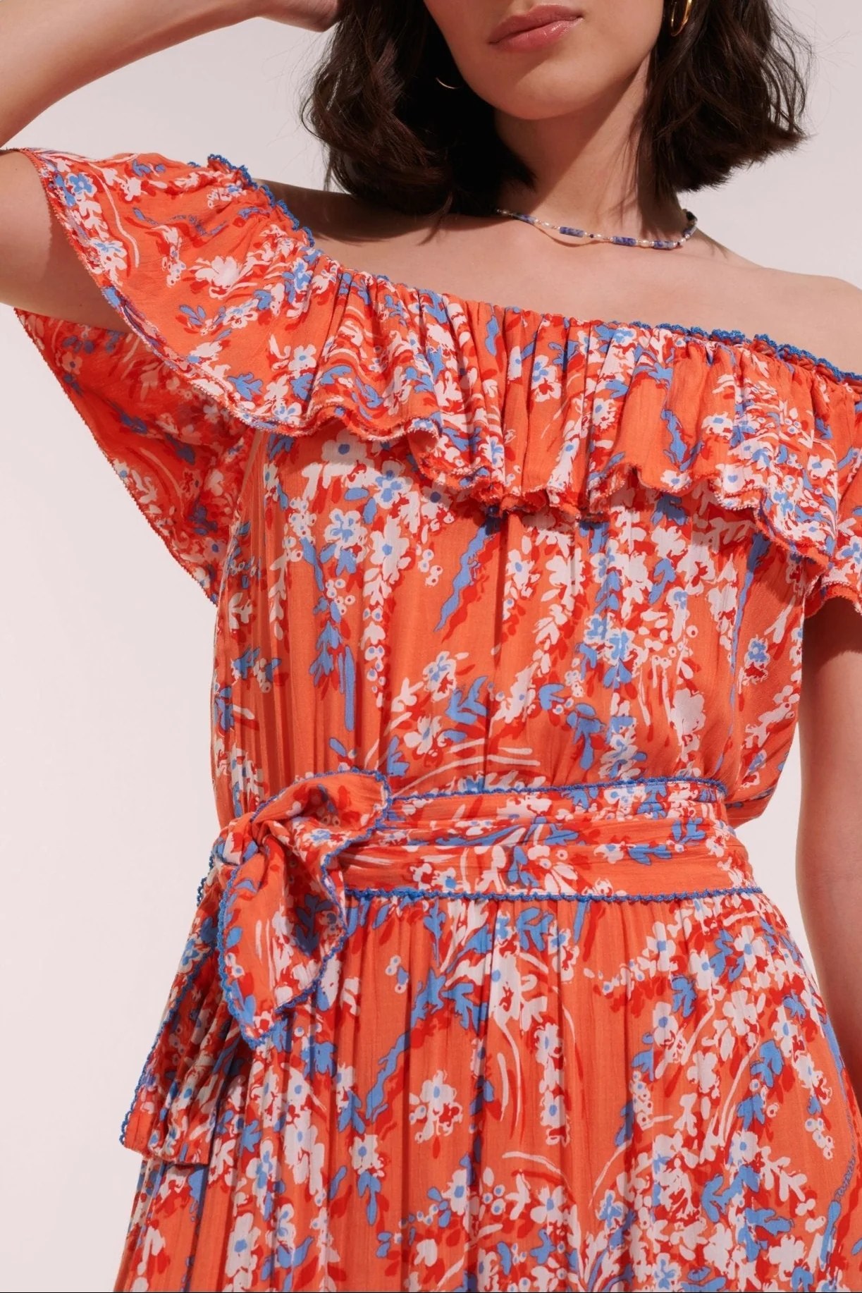 Long Dress Bella - Orange Palmery - Image 4