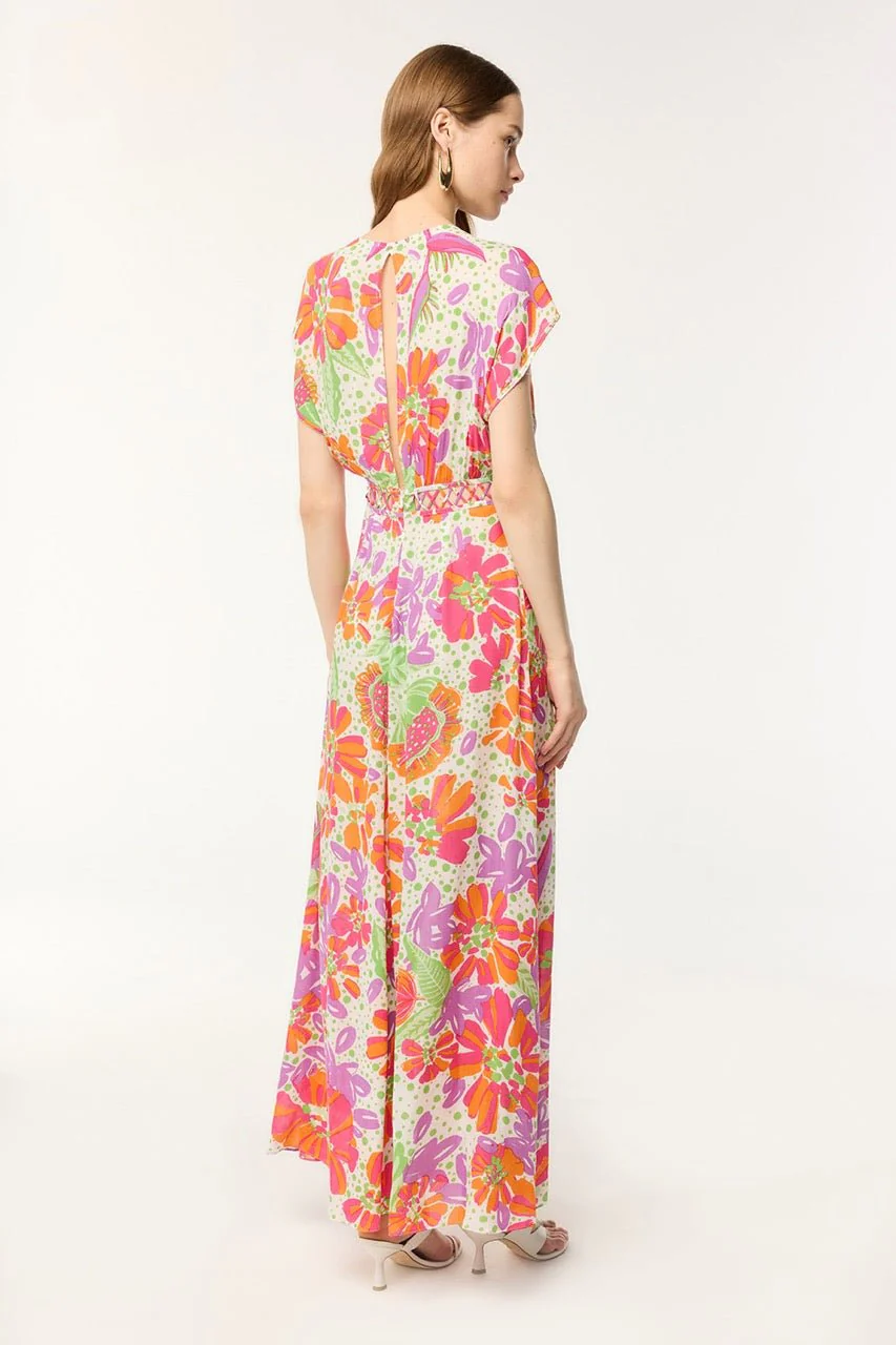 Long Dress Cecile - Pink Artistic Flower - Image 3