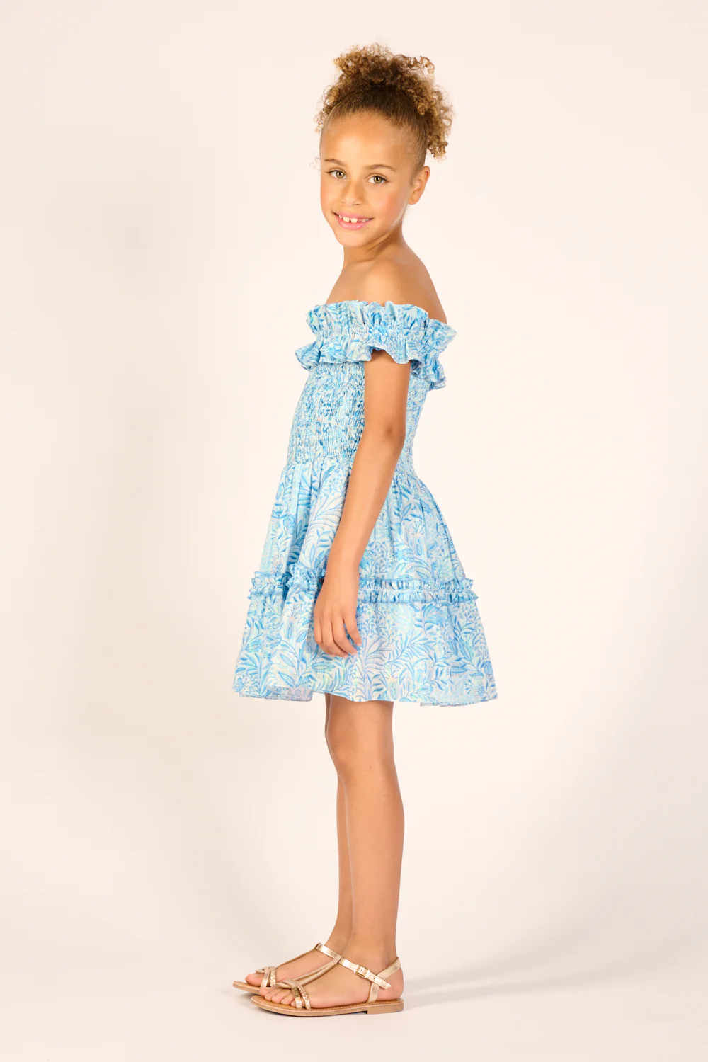Mini Dress Amber for girls - Blue Palmarosa - Image 4