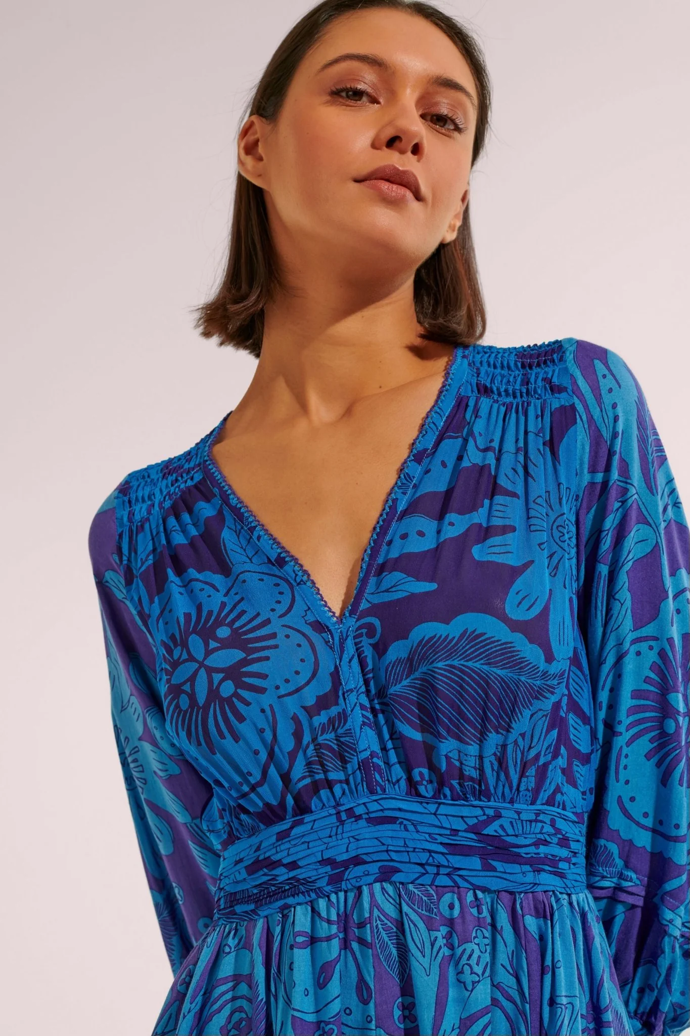 Mini Dress Anabelle - Blue Gauguin - Image 3