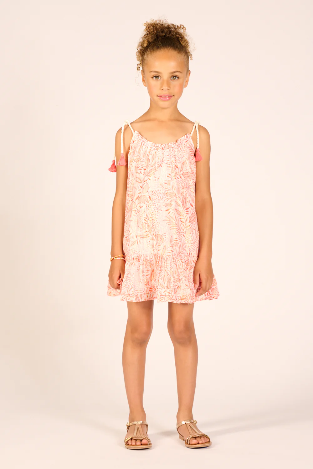 Mini Dress Billie for girls - Orange Palmarosa - Image 3