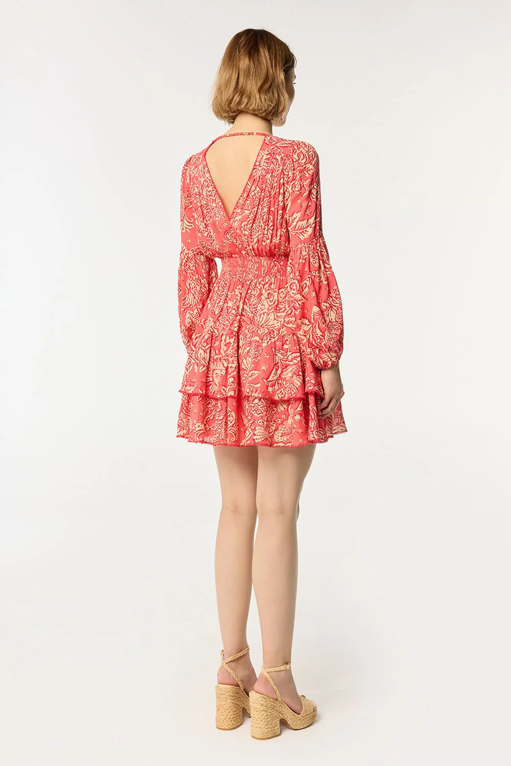 Mini Dress Chiara - Pink Oriental Foulard - Image 3