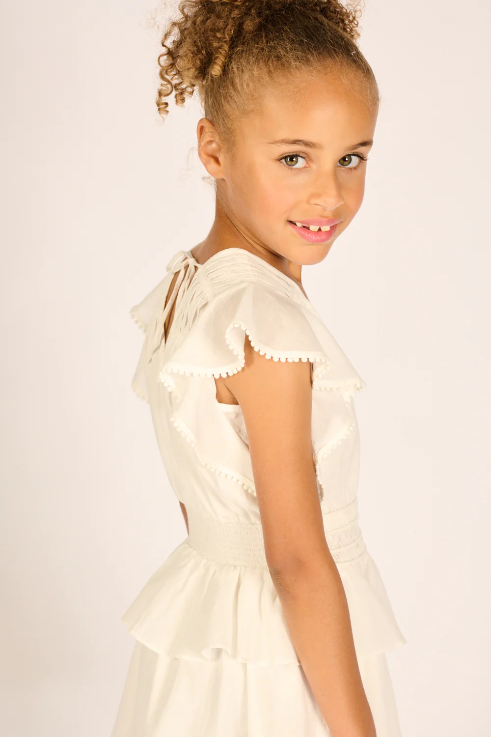 Mini Dress Noemi for girls - Natural White - Image 4