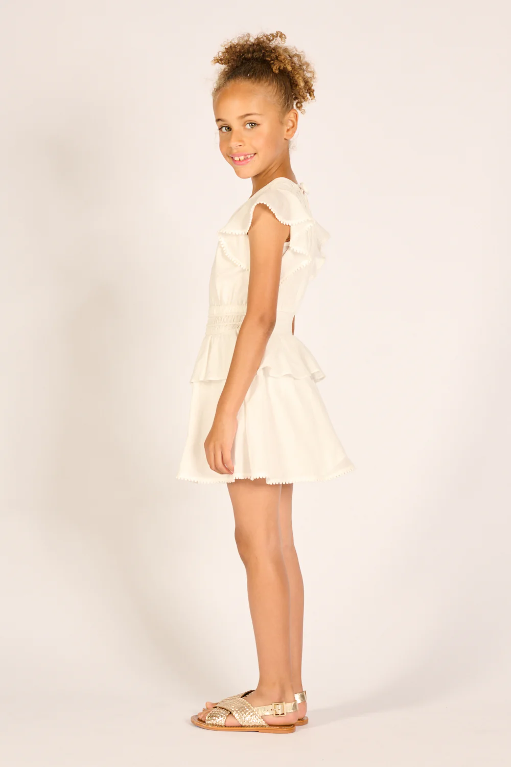 Mini Dress Noemi for girls - Natural White - Image 6