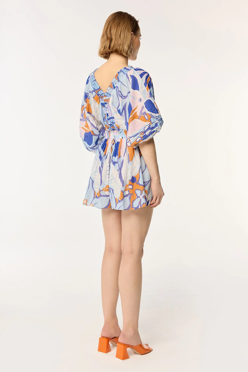 Short Jumpsuit Chantal - Blue Macro Lilium - Image 3