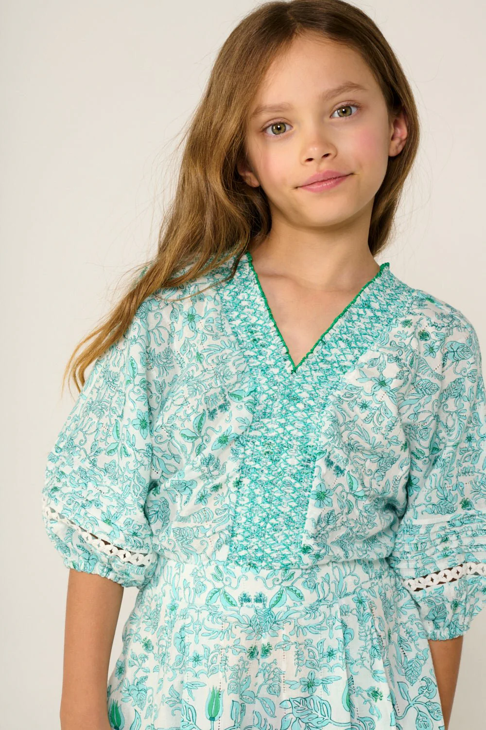 Short Jumpsuit Chantal for girls - Aqua Tiare - Image 3