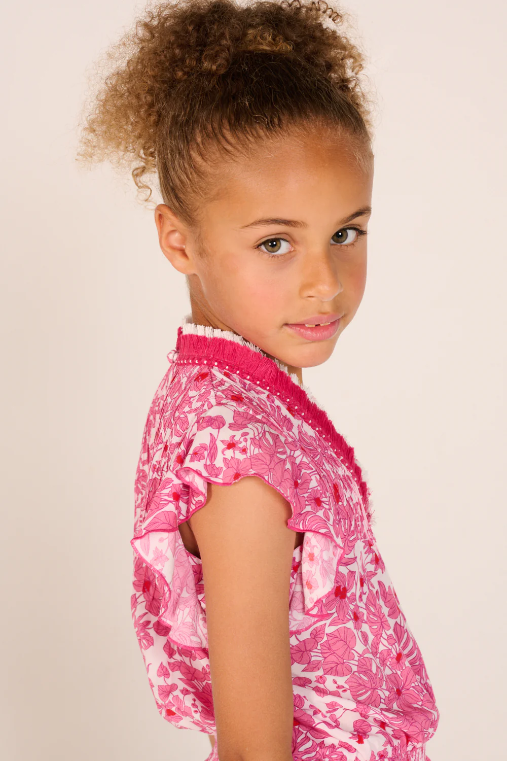 Short Jumpsuit Sasha for girls - Pink Aquaflora - Image 3